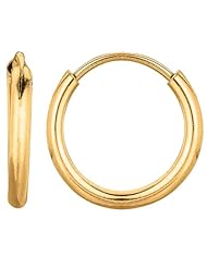 14k Yellow Gold Polished Endless Hoop 10mm Child/Baby Earrings