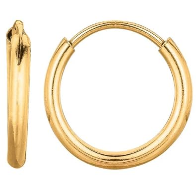Cheap Girls Jewelry 14k Yellow Gold Polished Endless Hoop 10mm Child/Baby Earrings For Sale
