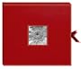Pioneer 12 Inch by 12 Inch 3-Ring Leatherette Inset Frame and Ribbon Closure Memory Book, Red