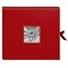 Pioneer 12 Inch by 12 Inch 3-Ring Leatherette Inset Frame and Ribbon Closure Memory Book, Red