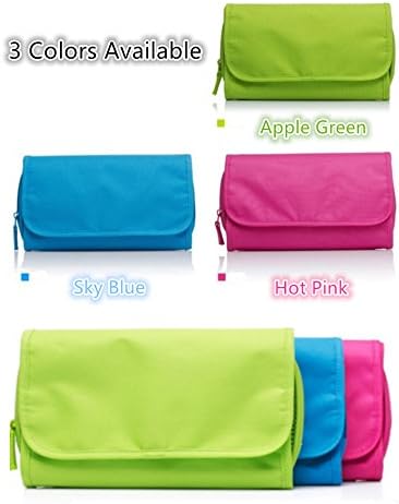 Travel Toiletry Kit, Folding Toiletries Organizer with Stainless Zipper Closure, Huge Capacity but Very Light Weight & Durable (Sky Blue)