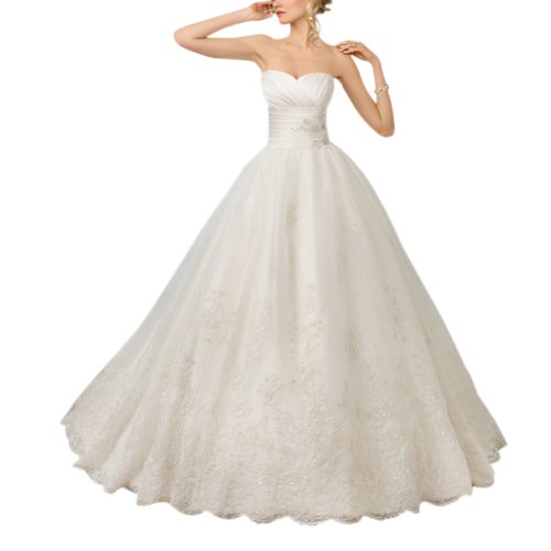 GEORGE BRIDE Elegant Strapless A-line Satin and Lace Wedding Dress