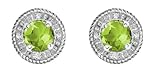 10k White Gold, August Birthstone, Peridot and Diamond Earrings