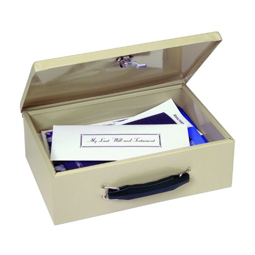 SteelMaster Fire-Retardant Steel Security Box, Includes 2 Keys, 12.4 x 4.7 x 8.6 Inches, Sand (221614003)