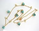 Disney Couture Gold Plated Multi Small Teal Glitter Bells Necklace * Kidada Jone's Tinkerbell Special Holiday Collection *