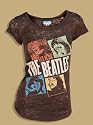 Junk Food The Beatles Squares Burnout Capsleeve Juniors/Ladies Washed Black T-shirt Tee