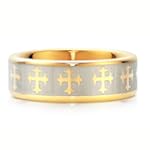 Gold Tone Tungsten Ring Band w/ Cross Comfort Fit 8mm - Women's Engagement Wedding Band Ring Size 12