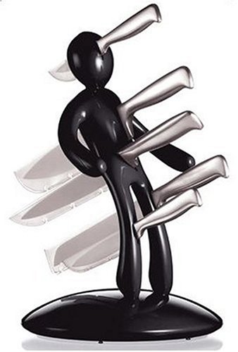 CSB Commodities Voodoo Set of 5 Stainless Steel Knives with Black Holder in a Gift Box