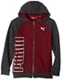 PUMA Boys 8-20 Raglan Hoodie, Burgundy, Medium