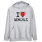 Hoodie Mens Heather Gray I love Bengals  Cats