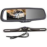 AUTO-VOX Bluetooth Dual Video Inputs 4.3" LCD Car Rearview Mirror Monitor with License Plate Backup Camera for Car Parking Reversing Assist