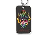 Ed Hardy Love Peace Cross Dog Tag Painted Necklace