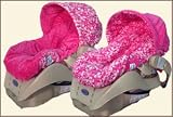 Reversible Infant Car Seat Cover - Pink Skulls and Fushia Minky - Cuter Than A Ducks Butt