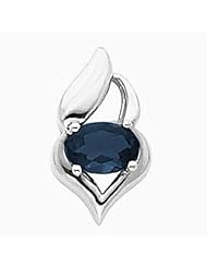 14K White Gold Oval Cut Sapphire Pendant -- LIFETIME WARRANTY