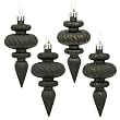 Pack of 8 Jet Black Shatterproof 4-Finish Regal Finial Christmas Ornaments 4"