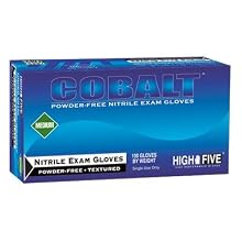 High Five N194 Cobalt Nitrile Glove, Exam, Powder-Free, 4 mil Thickness, 9-1/2" Length, X-Large, Blue (Case of 1000)