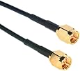 Amphenol CO-174SMAX200-000.6 Black RG174 SMA Coaxial Cable, 50 Ohm, SMA Male to SMA Male, 0.6'