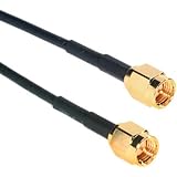 Amphenol CO-174SMAX200-005 Black RG174 SMA Coaxial Cable, 50 Ohm, SMA Male to SMA Male, 5'