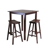 Winsome's Parkland 3-Piece Square High/Pub Table Set in Antique Walnut Finish
