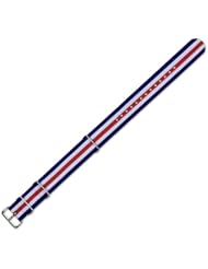 NATO Ballistic Nylon Watch Band - Navy with White & Red stripes - 20mm