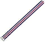 NATO Ballistic Nylon Watch Band - Navy with White & Red stripes - 20mm