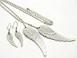 Angel Wings Necklace and Earrings Set - Silver