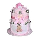 Baby Love Diaper Cake for Newborn Girls - Shower Gift Idea or Table Centerpiece