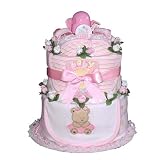 Baby Love Diaper Cake for Newborn Girls - Unique Baby Gift or Shower Centerpiece