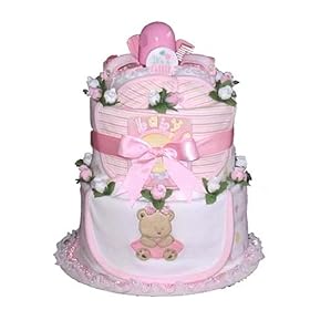 Baby Love Diaper Cake for Newborn Girls - Shower Gift Idea or Table Centerpiece
