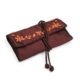 100% Silk Dark Purple Jewelry Pouch Roll Model Jewelry Pouch [Dark Purple] -Fair Trade Gifts