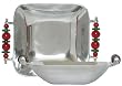 Aluminum Large Square Bowl with Green and Red Glass Bead Handles 13"L x 10"W x 2.5"H