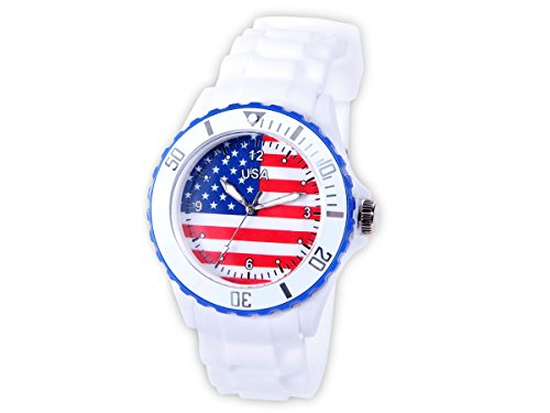 Alsino Armbanduhr EM WM Länder Silikon Uhr Silikon Damen Herren Silikon Uhren Herrenuhr Damenuhr, Farbe wählen:UR-USA USA