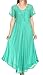 Sakkas Shasta Lace Embroidered Cap Sleeves Long Caftan Dress/Cover Up