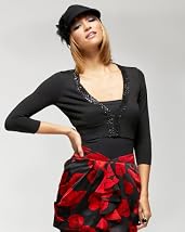 Silky Sequin Lace Neck Cardigan