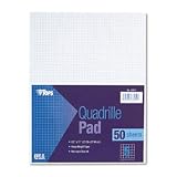 Quadrille Pads, 5 Squares/inch, 8-1/2 x 11, White, 50 Sheets/Pad