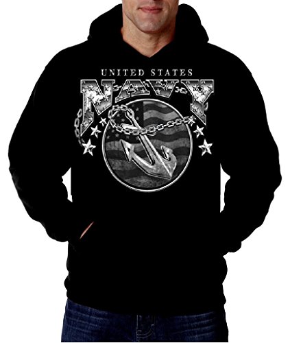 United States Navy Mens Hooded Sweatshirt Bald Eagle Anchor Naval Shield Hoodie