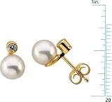 41csCbg2akL. SL160  Freshwater Cultured Pearl & Diamond Earrings
