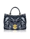Miu Miu Blue Vintage Calf Leather Satchel Bag
