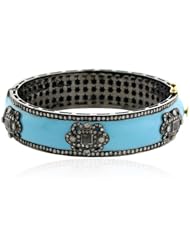 72*57*16mm 18kt Gold Enamel Diamond Pave Bangle Bracelet Jewelry