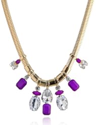 Flat Snake Chain with Stone Drop Shiny Gold Necklace, 16"