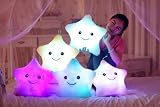 Gramist オリジナル 『キラピカだっこちゃん』 LED 発光 星型 抱き枕 クッション (ホワイト) スマホ等接続用ヘッドフォンスピーカー内臓（乾電池別売り）