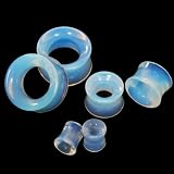 1 (25mm) Organic Natural Opalite Eyelet Ear Saddle Tunnels