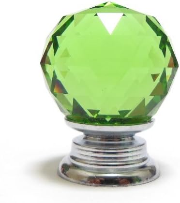 Cut Crystal Glass Faceted Ball Cupboard/Drawer Door Knob - Green - 30mm