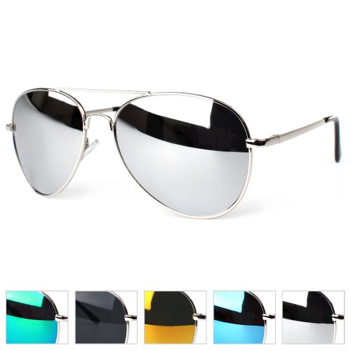 Distressed Sonnenbrille Pilotenbrille Topgun Pornobrille (silber-verspiegelt)
