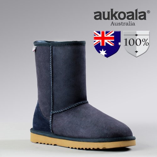 Aukoala Snow Boots Australia Sheepskin Warm Classic Short For Womens_Navy Blue_Us Size 6 On Sale