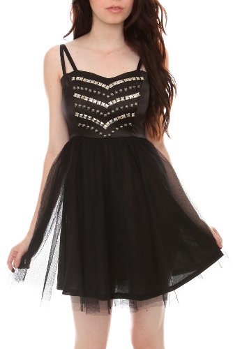 Black Stud Tulle Dress