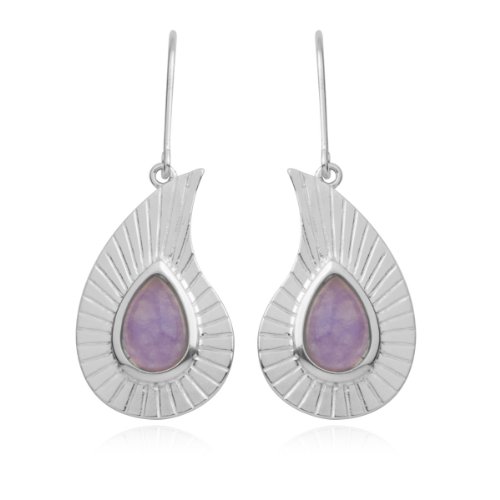 Sterling Silver Rhodium Plated Purple Quartz Wire Earrings