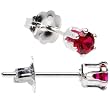 Sterling Silver 3mm Synthetic Garnet January Birthstone Stud Earrings