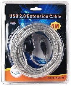 16-Foot USB 2.0 Active Extension Repeater Cable (Clear/Silver)