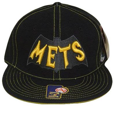NEW YORK METS FLAT BILL FIT HAT BLACK BATMAN 7 3/8 NEW